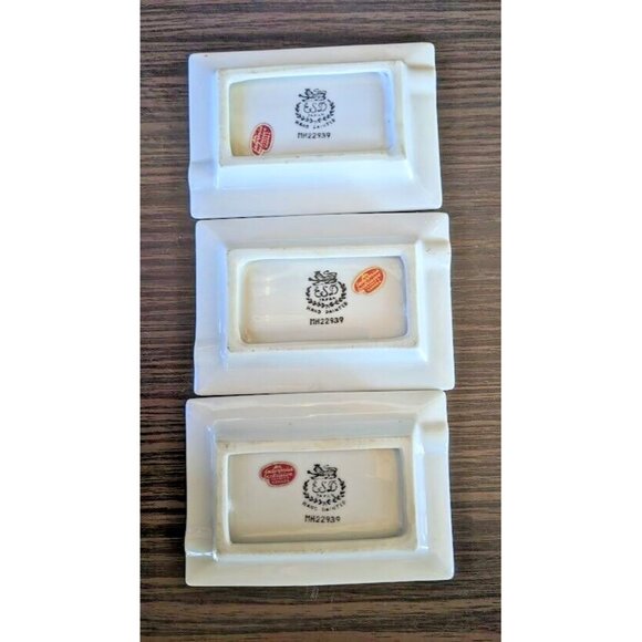3 Vintage Hand Painted Car Ashtrays - Morris Austin Wolseley ESD Japan Gold Rim - Picture 6 of 8